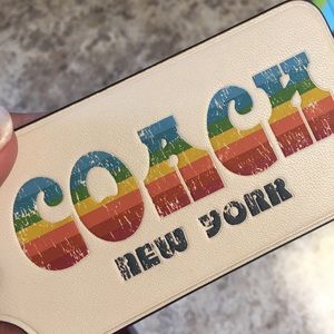 COACH Colorful Embossed Leather Keychain Keyfob